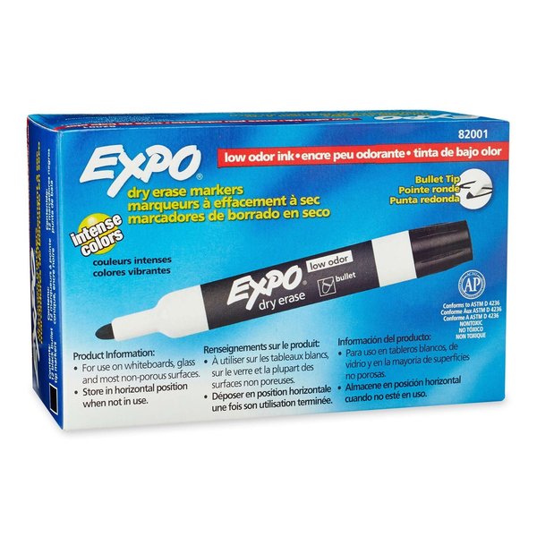 Expo Expo® Dry Erase Markers, Bullet Tip, Black, PK12 SAN82001